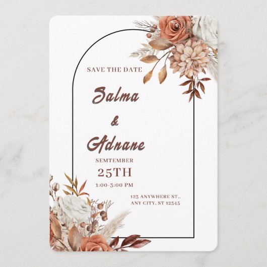 Pastel & Gold Floral Save the Date  セーブザデート (正面)