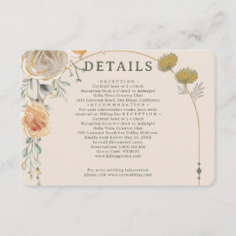 Pastel Gold Floral Wedding Enclosure Card  エンクロージャーカード