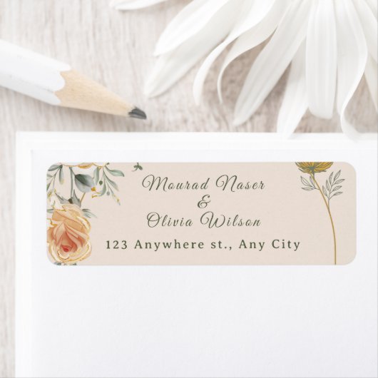 Pastel & Gold Floral Wedding Invitation ラベル (インサイチュ)