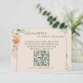 Pastel Gold Floral Wedding RSVP Card (スタンド正面)