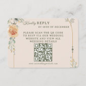Pastel Gold Floral Wedding RSVP Card (正面)