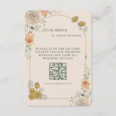 Pastel Gold Floral Wedding RSVP Card (正面)