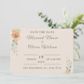 Pastel Gold Floral Wedding Save the Date Card 招待状 (スタンド正面)