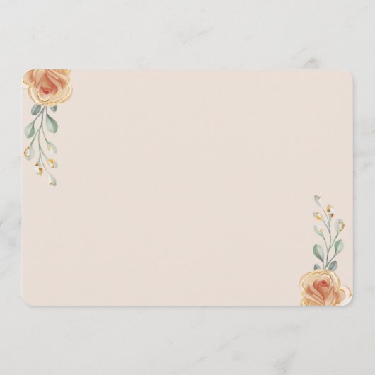 Pastel Gold Floral Wedding Save the Date Card 招待状 (裏面)