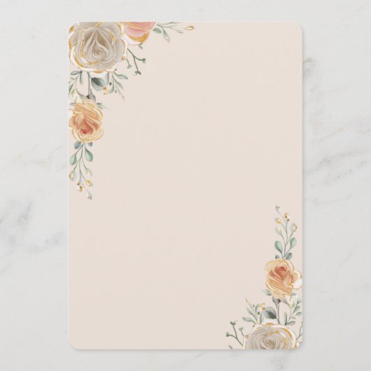 Pastel Gold Floral Wedding Save the Date Card 招待状 (裏面)