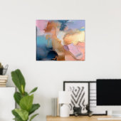 Pastel Gold Impasto Texture Abstract Art ポスター (ホームオフィス)