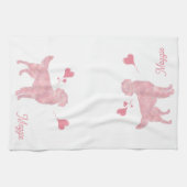 Pastel Golden Retriever Valentine Custom Name キッチンタオル (横)