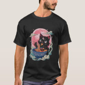 Pastel Goth Aesthetic Kawaii Creepy Cat Eating Ram Tシャツ (正面)