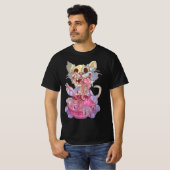 Pastel Goth Aesthetic Kawaii Creepy Cat Eating Ram Tシャツ (正面フル)