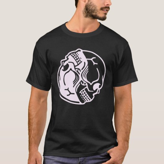 Pastel Goth Aesthetic Pink Ying Yang Skull Graphic Tシャツ (正面)