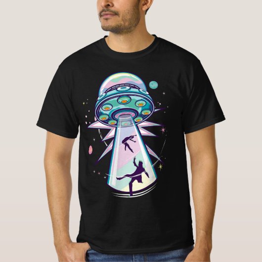 Pastel Goth Alien Abduction Aesthetic Spaceship Nu Tシャツ (正面)