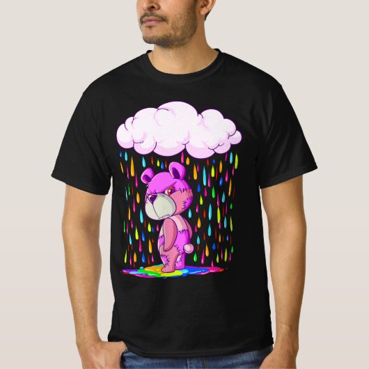 Pastel Goth Angry Teddy Bear Under Patel Rain and  Tシャツ (正面)
