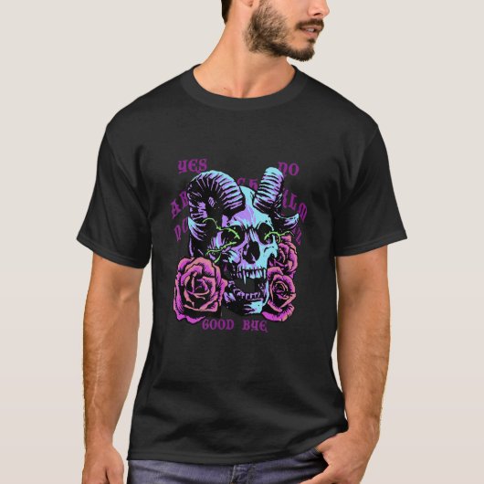 Pastel Goth Baphomet Demon Satanic Devil Goat Skul Tシャツ (正面)