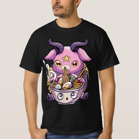 Pastel Goth Baphomet Ramen Noodles Japan Food Sata Tシャツ (正面)