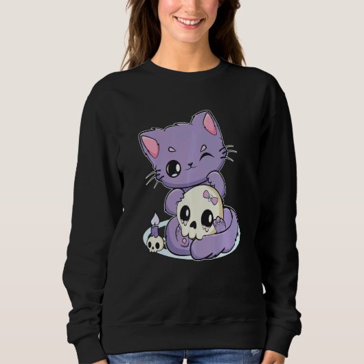 Pastel Goth Cat With Magic Item For Witchcore And  スウェットシャツ (正面)