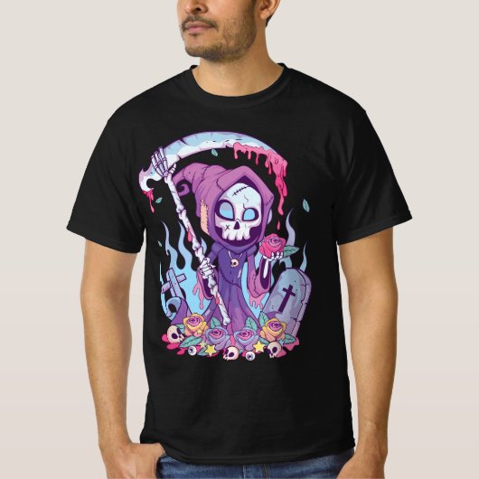 Pastel Goth Creepy Death Grim Reaper Kawaii Occult Tシャツ (正面)