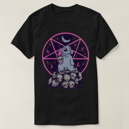 Pastel Goth Cute Creepy Bunny And Skull Menhera Wi Tシャツ (デザイン正面)