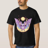 Pastel Goth Cute Creepy Crescent Moon Bat Kawaii E Tシャツ (正面)