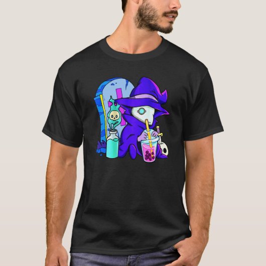 Pastel Goth Cute Creepy Plague Doctor Boba Bubble  Tシャツ (正面)
