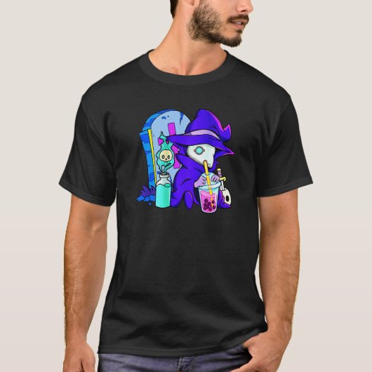 Pastel Goth Cute Creepy Plague Doctor Boba Bubble  Tシャツ (正面)