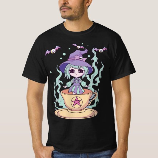 Pastel Goth Cute Creepy Witchy Girl Aesthetic Anim Tシャツ (正面)