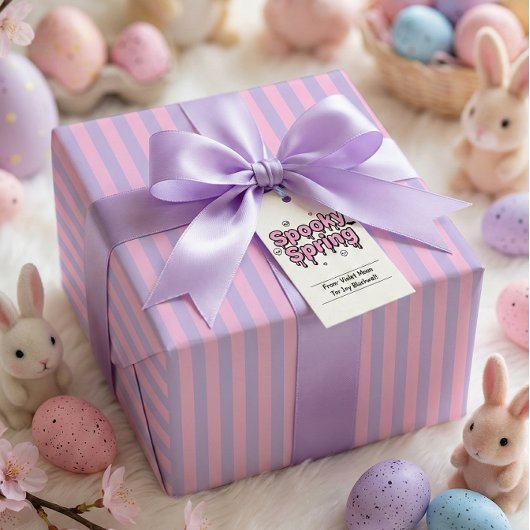 Pastel Goth Easter Pink Lavender Striped ラッピングペーパー