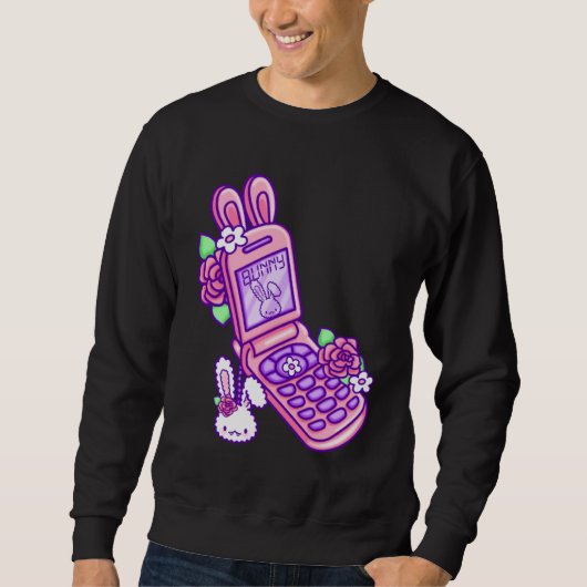Pastel Goth Flip Phone Vampire Bunny Y2K Aesthetic スウェットシャツ (正面)