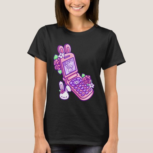 Pastel Goth Flip Phone Vampire Bunny Y2K Aesthetic Tシャツ (正面)