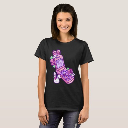 Pastel Goth Flip Phone Vampire Bunny Y2K Aesthetic Tシャツ (正面フル)