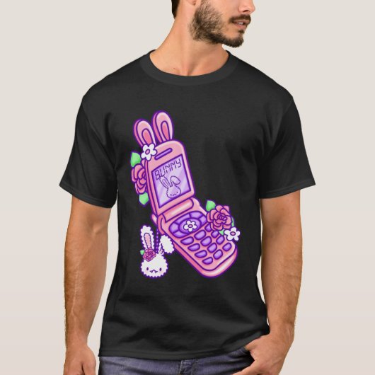 Pastel Goth Flip Phone Vampire Bunny Y2K Aesthetic Tシャツ (正面)