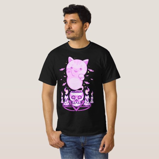 Pastel Goth Ghost Cat Boo Halloween Kitten Aesthet Tシャツ (正面フル)