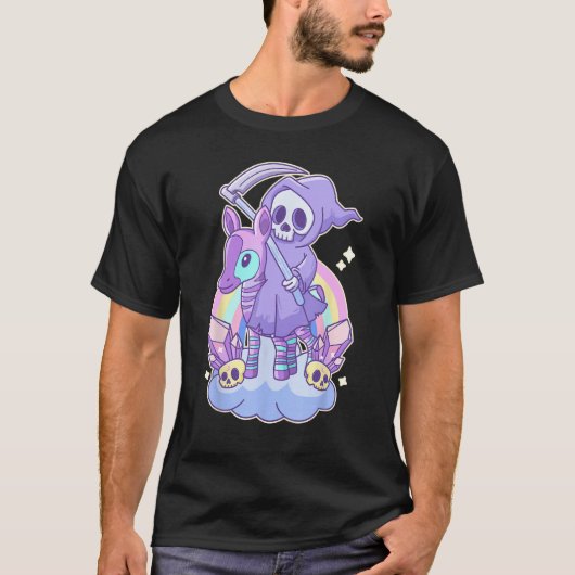 Pastel Goth Grim Reaper On Okapi Tシャツ (正面)