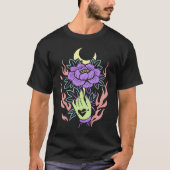 Pastel Goth Hand Holding Flower Moon Gardening Pla Tシャツ (正面)