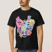 Pastel Goth Heart Ribcage with Butterflies & Flowe Tシャツ (正面)