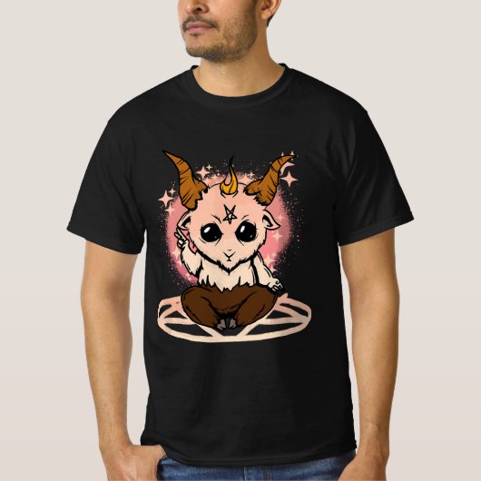 Pastel Goth Kawaii Clothing Baby Baphomet Satanic Tシャツ (正面)
