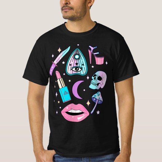 Pastel Goth Kawaii Witch Creepy Cute Graphic  Tシャツ (正面)