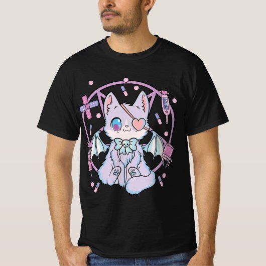 Pastel Goth Kawaii Yami Cat  Tシャツ (正面)