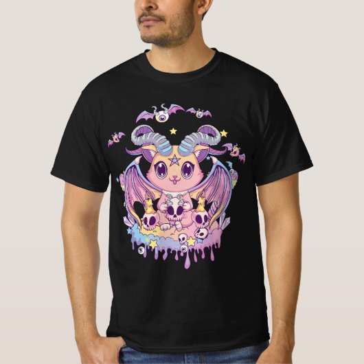 Pastel Goth Krampus Cat Cute Creepy Devil Cat and  Tシャツ (正面)