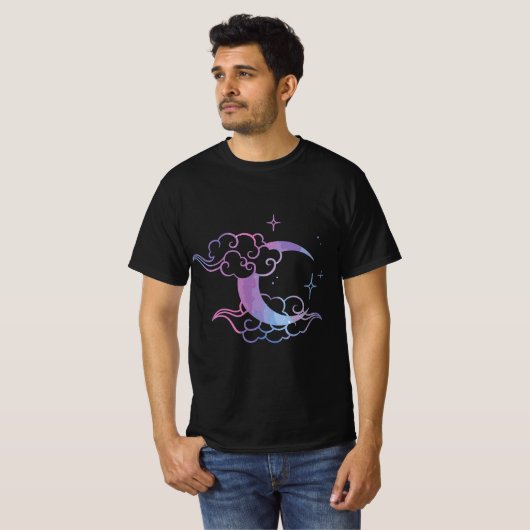 Pastel Goth Moon Cute Moon Art Tシャツ (正面フル)