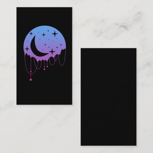 Pastel Goth Moon Kawaii Aesthetic Stars Crescent 名刺 (正面/裏面)