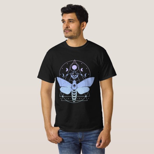 Pastel Goth Moth Moon Wiccan Crescent Skull  Tシャツ (正面フル)