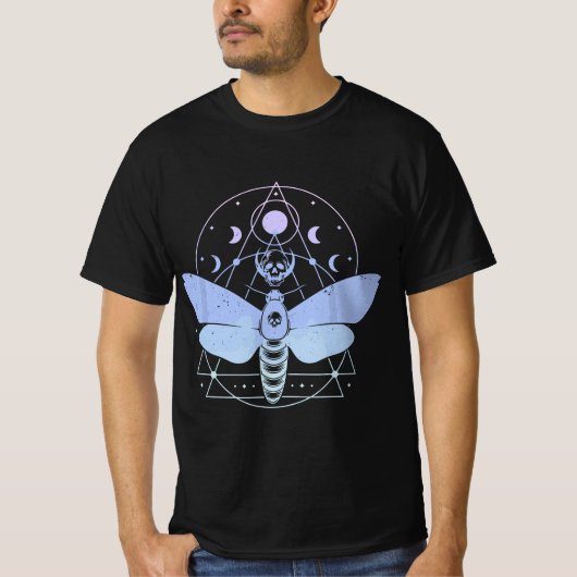 Pastel Goth Moth Moon Wiccan Crescent Skull  Tシャツ (正面)