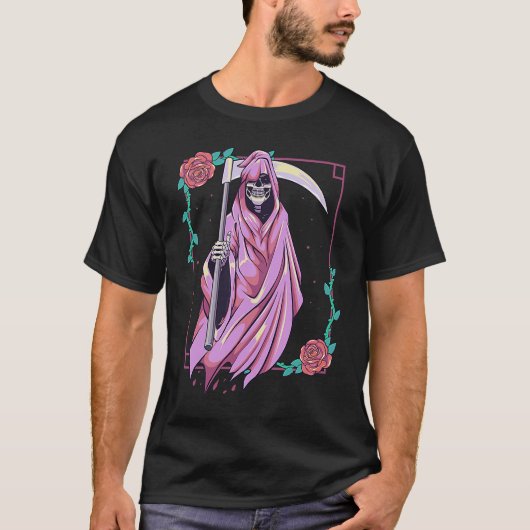 Pastel Goth Occult Spooky Grim Reaper Ghost Tarot Tシャツ (正面)