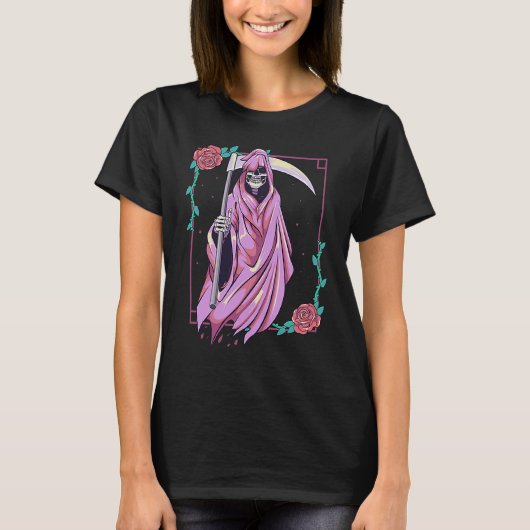 Pastel Goth Occult Spooky Grim Reaper Ghost Tarot Tシャツ (正面)