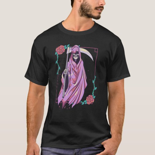 Pastel Goth Occult Spooky Grim Reaper Ghost Tarot Tシャツ (正面)