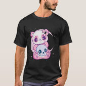 Pastel Goth Panda And Skulls Creepy Anime Ga Tシャツ (正面)