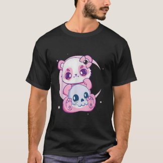 Pastel Goth Panda And Skulls Creepy Anime Ga Tシャツ