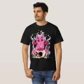 Pastel Goth Pink Demon Cat Skulls Kawaii Anime Got Tシャツ (正面フル)