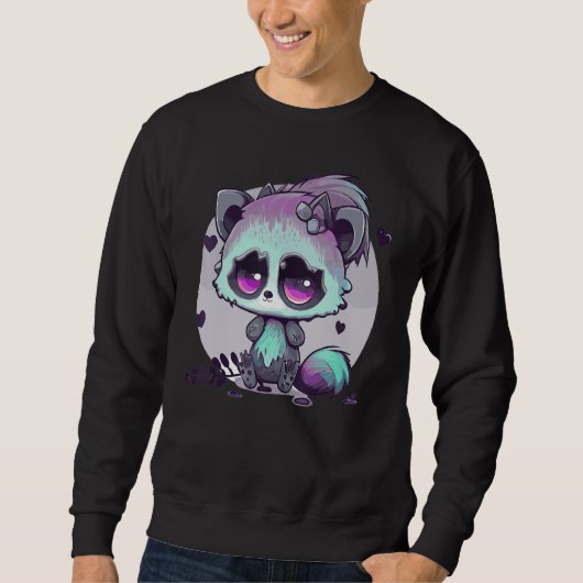 Pastel Goth Raccoon Creepy Cute Menhera Gothic スウェットシャツ (正面)