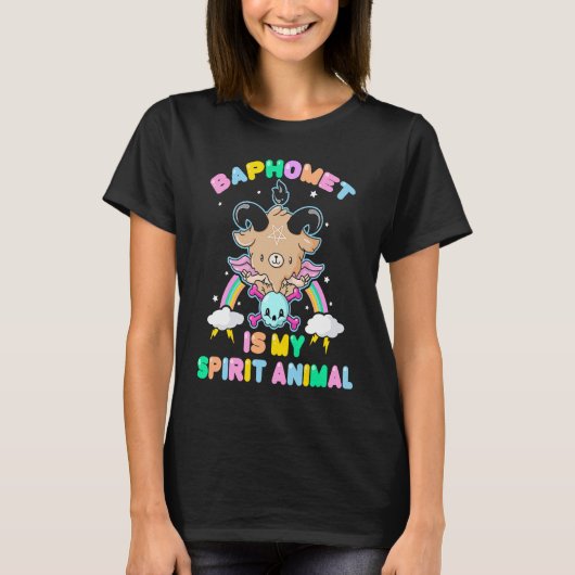 Pastel Goth Satanic Emo  Baphomet Is My Spirit Ani Tシャツ (正面)
